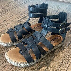 Born Gladiator Sandals Black Leather Women size 7